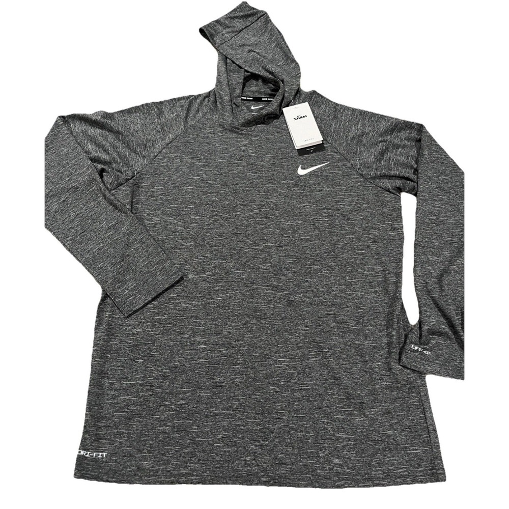 Nike Pullover Mens Medium Gray Hooded Hydroguard Swim Upf 40 Dri Fit